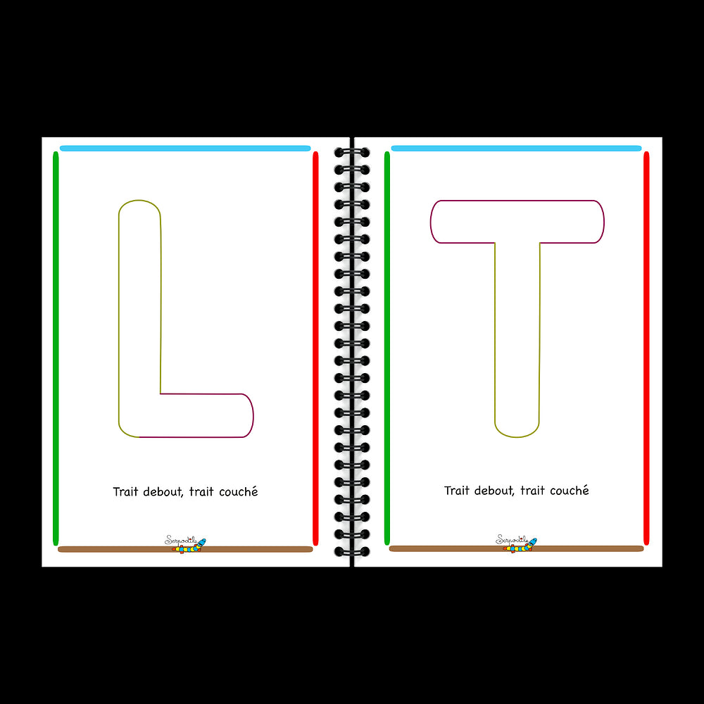 J'apprends à écrire en lettres bâtons 2en1 # Format A5 - Effaçable