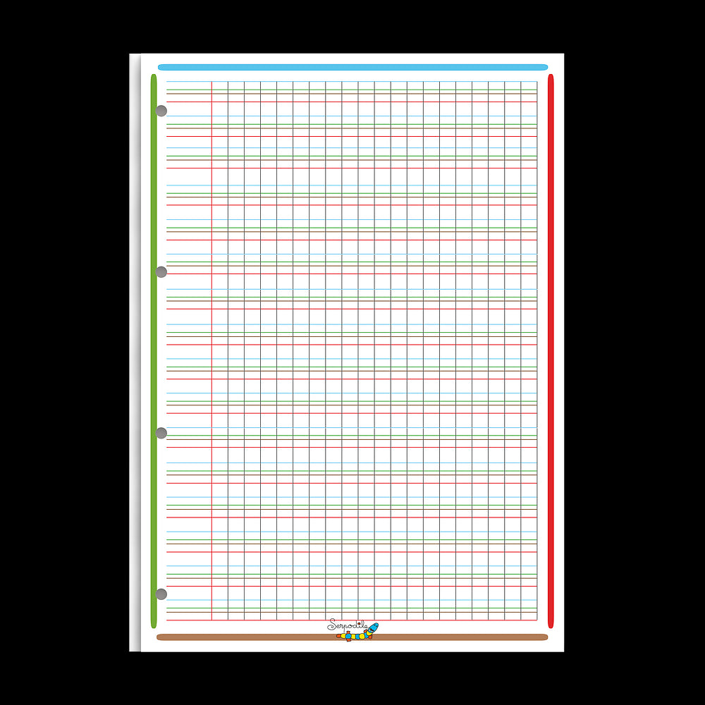 Bloc de feuilles DYS ligné  2mm à carreaux  # A4 - 100 pages - niveau 5