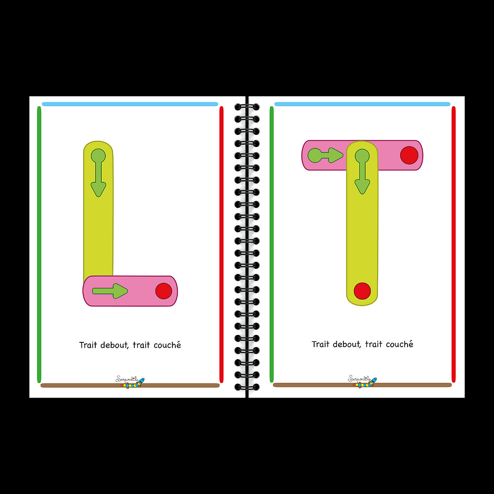 J'apprends à écrire en lettres bâtons 2en1 # Format A5 - Effaçable